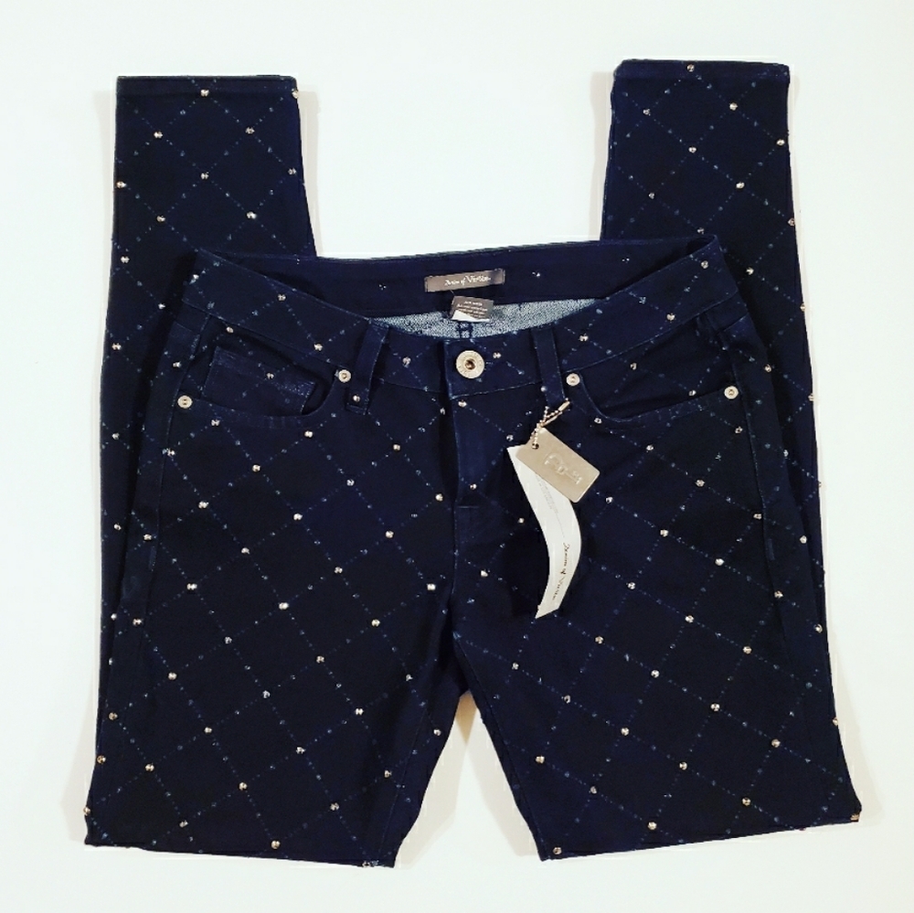 Denim of Virtue Studded Distressed Design Skinny Jeans